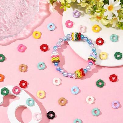 20pcs Random Style Acrylic Hexagon Large Hole Wavy Edge Spacer Beads, Suitable For Pens, Macaron Color Spacer Beads, Keychain Making, DIY Earrings, Necklaces, Jewelry Accessories