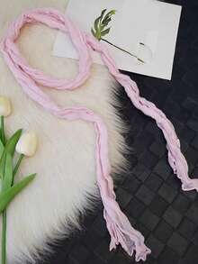 1pc Women's Pleated Lace Ribbon Versatile Headband/Neck Scarf, Sweet & Romantic Style, All Season - Multicolor - View 7