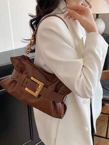 2026新款女士小众通勤手提包，法式腋下包，轻盈奢华半月形包 - 咖啡 - 查看 9
