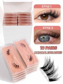 MAANGE 10/2 pares de pestañas postizas de aspecto natural de piel de zorro con bandas de pestañas transparentes, pestañas esponjosas y delicadas con estilo de dibujos animados para rizar y agrandar los ojos, pestañas de ojos de gato desordenadas, pestañas cortas y delgadas similares al mink, naturales y rizadas para agrandar los ojos, adecuadas para uso diario, viajes, fiestas, trabajo, regalo para mujeres - Negro - Ver 6
