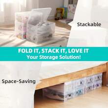 kilofly 15 Smart Storage Containers Foldable Clear Shoe Box Set - Claro - Ver 5