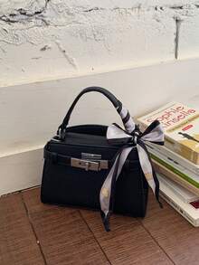 Fashionable Casual Versatile Portable Shoulder/Crossbody/Top Handle Contrasting Color Women Small Square Bag - Black - View 7