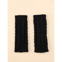 Short 100% Linen Fingerless Gloves In Black, Suitable For Autumn/Winter Warmth Valentine's Day - 黑色 - 查看 2