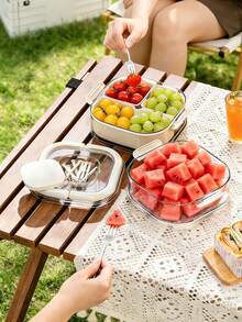 3-Layer Divided Food Storage Container With Lid, Serving Tray With Handle, Suitable For Candy, Vegetables, Fruits, Nuts, Picnics, Parties, Refrigerator Organization, Airtight Food Storage, Fresh Food Storage, Candy, Nuts, Spice Food Storage, Snack Box - Multicolor - View 9