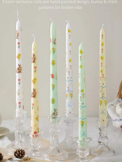 2pcs Colorful Decal Long Candles, 25cm/9.84inch Long Candles, Decorative Candle Holders, Smokeless Soy Wax Candles, Scented Candle Sets, Suitable For Home Decor