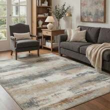 2x6 Runner Rugs for Hallway Kitchen Laundry Room Machine Washable Non Slip Low Pile Indoor Rug Abstract Print Pattern Lightweight Carpet Runner for Bedroom Bathroom Entryway Modern Abstract Gray - Gris neutro - Ver 5