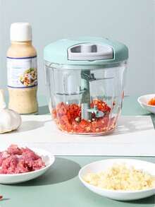 Multi-Functional Garlic Press, Vegetable Chopper, Hand-Pull Meat Grinder, Fruit & Vegetable Puree Maker, Suitable For Various Fruits And Vegetables, Easy To Use And Clean - Multicolor - View 6