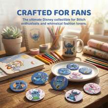 Disney 7件套可爱“星际宝贝”珐琅徽章套装，卡通史迪奇背包别针，时尚装饰徽章，适合服装和包包，适合少女和女性粉丝 - 彩色 - 查看 8