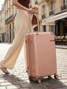 Carry-On Suitcase For Domestic And International Travel, 4 Double Wheels, 360° Rotating Lock, Built-In Padlock - Màu hồng gỉ - Xem 3
