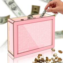 10,000 Savings Challenge Box – Wooden Money Box Piggy Bank With Target & Digital Counter, Cash Vault Money Saver For Adults & Kids, Ideal For Home Office, Budgeting, Financial Planning - Xem 1