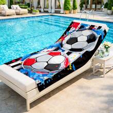 1pc Football Pattern Beach Towel, Super Absorbent Quick Dry Towel For Swimming, Soft And Lightweight Beach Blanket, Suitable For Beach, Swimming, Outdoor Camping Travel, Ideal Beach Essential - A - View 5