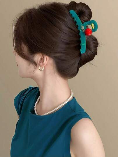 1pc Korean Summer New Jelly Color Bead 3D Letter Hair Claw Design Hair Clip, Brightening