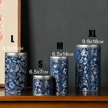 1 pezzo Barattolo di metallo per tè con coperchio e fondo in ceramica smaltata, contenitore ermetico per cucina e dispensa, adatto per tè, chicchi di caffè, zucchero, noci. Ottimo come regalo per le feste e per uso quotidiano. - Multicolore - Visualizzare 2