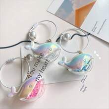 1Pc/2/3Pcs Fashion Resin Whale Keychain With Pearl Accents – Perfect For Couples, Bag Charm And Car Key Ring Accessory - Multicolor - View 11