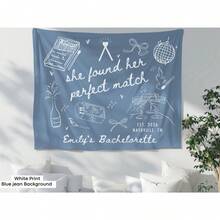 1pc Personalized She Found Her Perfect Match Bachelorette Party Banner Decor, Custom Match Made In Heaven Bridal Shower Sign Tapestry Bride Photo Backdrop - Màu1 - Xem 5