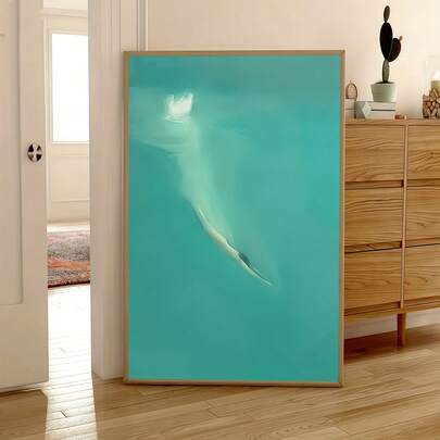 1pc Diving Oil Painting Style Canvas Printed Poster, Modern Wall Art Decoration Painting Suitable For Home, Bedroom, Living Room, Kitchen, Bathroom, Office, Home Decoration, Bedroom Decoration, Living Room Room Decor Pictures For Living Room Decor Posters Home Decor Wall Art Frameless