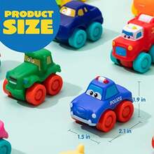 Cartoon Cars Soft Rubber Toy Car Set Mini Vehicles Bath Toy Car for Toddlers Christmas Great Gift for Boys and Girls Summer Beach and Pool Activity Party Favors for Easter Basket - Transporte - Ver 3