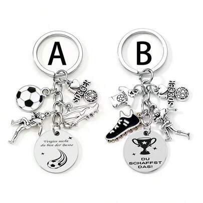 1pc Classic Football Player Enamel Zinc Alloy Keychain, Handmade Exquisite Gift For Friends