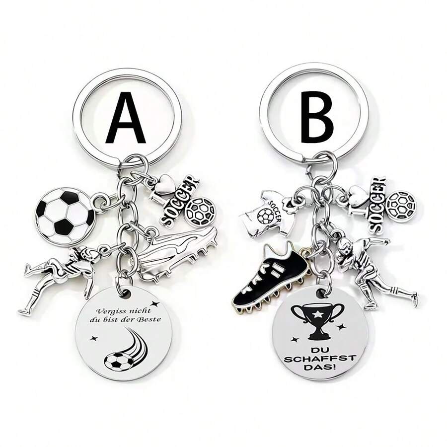 1pc Classic Football Player Enamel Zinc Alloy Keychain, Handmade Exquisite Gift For Friends - Multicolor - View 1