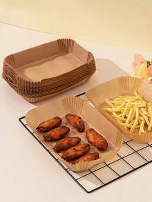 空气炸锅纸垫，不粘烘焙纸，空气炸锅专用纸，双层空气炸锅专用纸垫，适用于大多数空气炸锅，厨房空气炸锅纸垫，矩形空气炸锅烘焙纸（适用于双层空气炸锅），圆形空气炸锅不粘纸，不粘空气炸锅垫，烘焙，烹饪，适用于大多数空气炸锅 - 彩色 - 查看 4