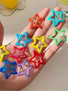 10/20/30/50pcs Mixed Color Sweet Colored Star Hair Clips, Ideal Girls Hair Accessories For Party Holiday Hairstyles (Random Color) - Color Mixing - View 7