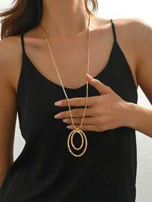 1pc Fashionable Stainless Steel Minimalist Elegant Luxury Versatile Extra Long Snake Chain Titanium Steel Necklace, Luxury Design With Premium Feel, Suitable For Women For Parties, Romantic Vacations, Friend Dates, Fashion Shows, Bars, Travel, Office, Vacations, Dancing, Beach, Romantic Getaways - 黃金 - 查看 6