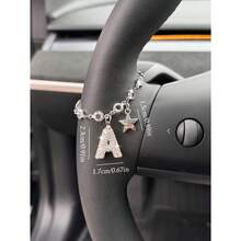 1pc Diamond Studded Letters Star Shaped Car Steering Wheel Decorations Personalized Car Interior Decorations Crystal Chain Decorative Pendants - Letter Steering Wheel Ornament - View 2