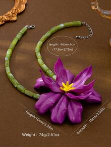 1 chiếc vòng cổ hoa dệt màu tím phóng đại, vòng cổ choker thời trang độc đáo, mặt dây chuyền mùa hè đa năng - Màu tím - Xem 2