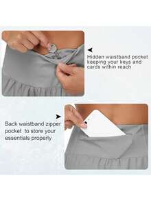 Womens High Waisted Running Shorts Quick Dry Athletic Workout Shorts With Mesh Liner Zipper Pockets - Grey - View 5