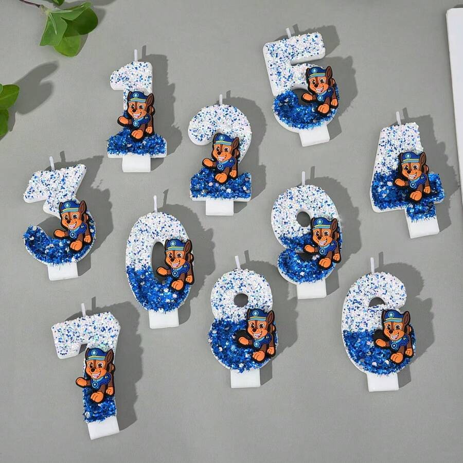 主题派对蜡烛。可爱小狗生日蜡烛、精致主题蜡烛、周年纪念派对蜡烛、主题生日派对蜡烛、0-9数字生日蜡烛 - 彩色 - 查看 1