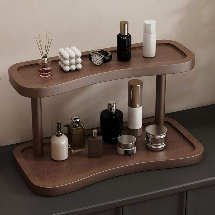 Dual-Layer Arched Design Multi-Scene Desktop Storage Rack, Suitable For Wardrobe, Study, Coffee Table, Foyer, Practical And Decorative, Applicable To Chinese And New Chinese Style Homes, Also Suitable For Cosmetics And Perfume Placement, Ideal For Holiday Gifts