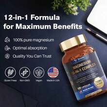 Magnesium 12-In-1 Complex 700mg – 3-Pack – High Absorption With 4 Types Of Magnesium – Bone, Muscle & Energy Support – Non-GMO – Best Value Bundle – Limited Time Offer - PCS - 查看 2