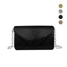 Bolso de Fiesta para Mujer de Cristal Brillante, Bolso de Mano Elegante con Diseño de Cristal Completo Llano, Bolso de Hombro Bandolera Versátil con Correa de Cadena, Bolso Lujoso Sofisticado para Boda Evento Formal Noche de Gala Ceremonia, Regalo Premium Ideal para Ella, Multiples Colores Disponibles - Negro - Ver 6