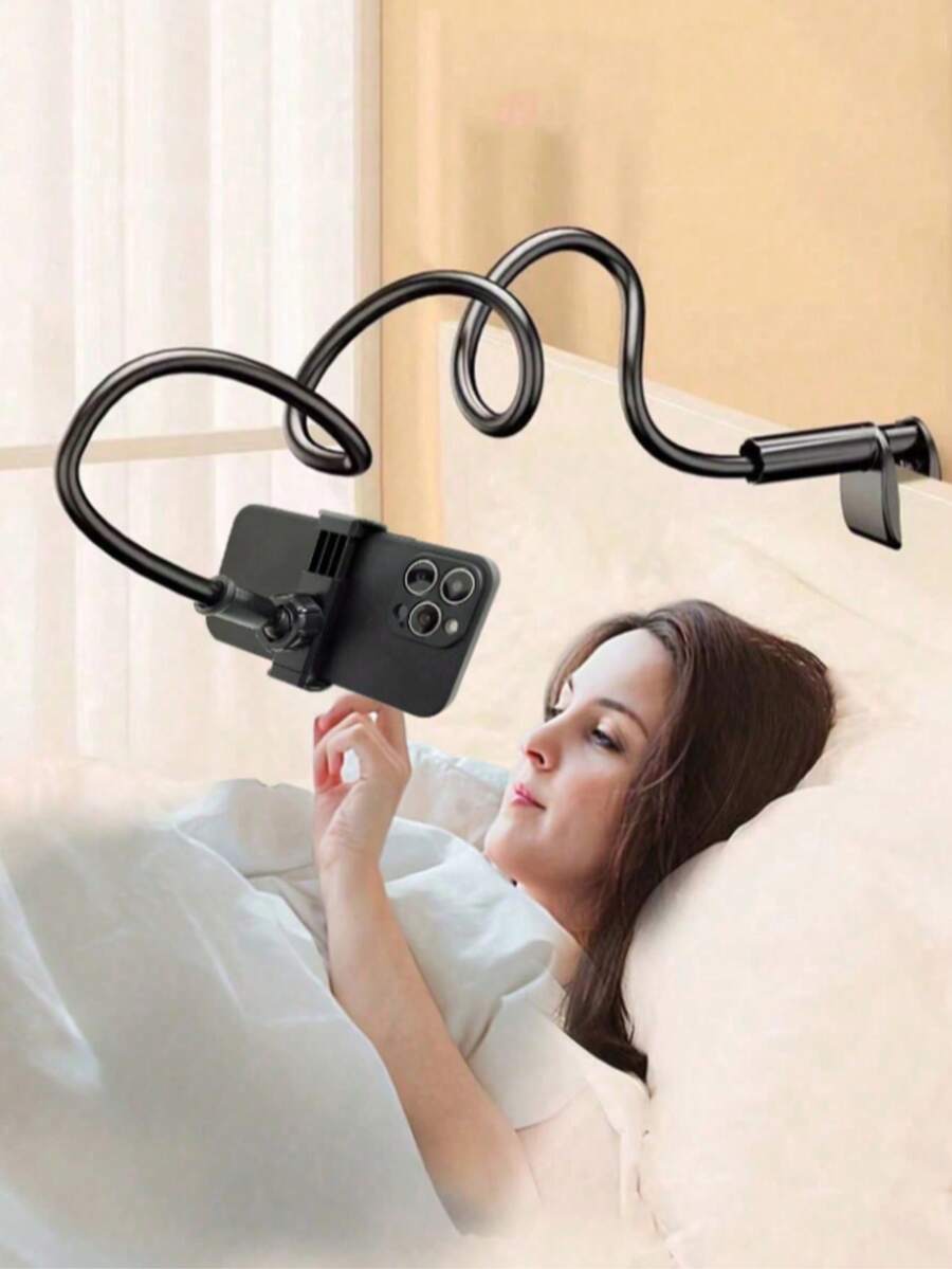 1 buah Dudukan Ponsel/Tablet Klip Ganda, Alas Spiral untuk Samping Tempat Tidur/Meja, Dapat Diatur 360°, Cocok untuk Streaming, Belajar, Kantor, Asrama, Hadiah Praktis