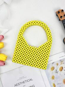 Túi xách tay cao cấp đa năng kiểu Pháp cổ điển, chất liệu dệt đính hạt, thuộc dòng sản phẩm mới của Niche. - Màu vàng - Xem 2