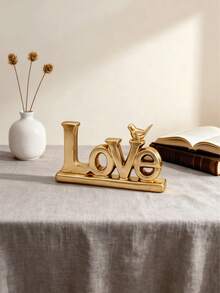 1 chiếc chữ LOVE trang trí kiểu Châu Âu cổ điển, mạ vàng và bạc, chất liệu nhựa resin, trang trí bằng lá vàng và bạc, vật trang trí để bàn kiểu cổ, trang trí nhà cửa cho các lễ hội và dịp kỷ niệm. - 1PC - Xem 9