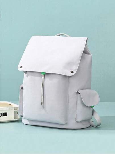 1pc Light Grey Fashion Backpack, Large Capacity Outdoor Hiking Waterproof Oxford Cloth Unisex Student Schoolbag
