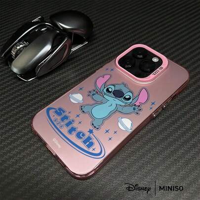 Miniso 1 pieza Funda de teléfono con diseño del planeta y las estrellas de Stitch 626 de Disney, adecuada para las series iPhone 17/17 Pro/17 Pro Max/17 Air/16/15/14/13/12/11/X/7/8 Plus, Funda iPhone 17 Pro Max, Funda iPhone 17 Pro, Funda iPhone 17, regalo de relleno de calcetines para la novia