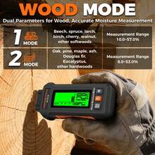 POROMETISTO WT01S Digital Wood Moisture Meter, 5 Parameter Modes, Dual Probe Wood Humidity Tester, Building Material Moisture Detector - C - View 4