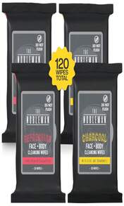 The Nobleman 4-Pack Face + Body Aloe Infused Cleansing Wipes: 2 Charcoal Packs With Chamomile And 2 Refreshing Packs With Grapefruit (120 Ct.), CharcoalRefreshing - ColorG - 查看 2