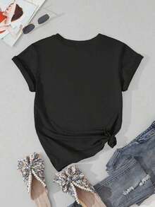 Plus Size T-Shirt With "Kindness Is Free" Print - Black 2 - View 2