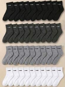 20/10/5 pares de calcetines hasta el tobillo para niños, calcetines deportivos transpirables y cómodos para niños y niñas, en unicolor negro/blanco/gris, adecuados para la escuela y el uso diario, estilos aleatorios - Multicolor - Ver 2