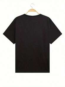 1 Piece Men's Casual Short Sleeve Crew Neck T-Shirt With Cartoon Bear Print, 100% Cotton 180g - 黑色 - 查看 2