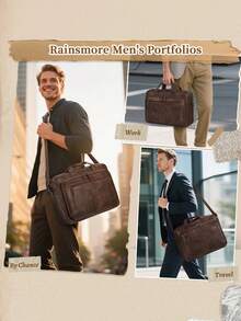 NEWHEY Men's Briefcase, 16 Inch Laptop Case, Waterproof And Resistant, PU Leather Large Briefcase For Work, Office Workers - Multicolor - View 3