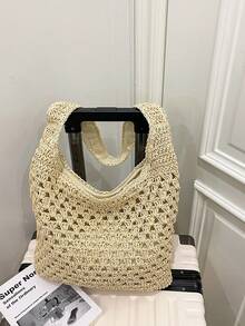 New Minimalist One Shoulder Fashion Handbag For Women - Beige - View 3