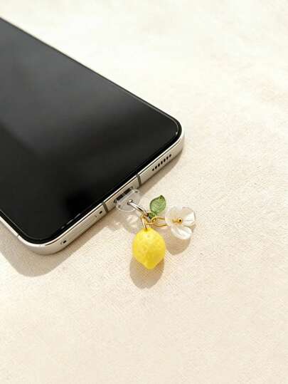 Universal Fresh Lemon Flower Phone Dust Plug, Interface Dust-Proof Decorative Small Pendant, Cute Phone Accessories For Girls