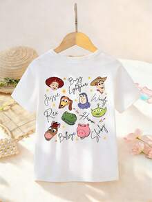 Disney Toy Story Characters Girls' T-Shirt 2-14Y Jessie Buzz Woody Rex Hamm Alien Print Casual Short Sleeve Kids Top Express Delivery - trắng - Xem 2
