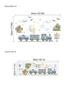 Watercolor Pirate Animals & Train Wall Stickers, Forest Animals Turtle Rainbow Decals, Removable Peel And Stick Wall Art For Kids Bedroom, Bathroom, Nursery, Playroom Decor, Room Decor, Stickers, Home Decor, Kitchen Decor, Wall Decor, Bathroom Decor, Decor, Wall Art, Bedroom Decor, House Decor, Peel And Stick Wallpaper, Wall Paper Peel And Stick, Wall Art For Living Room - Multicolor - View 12