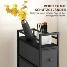 4-Drawer Chest In Non-Woven Fabric, Storage Unit With Steel Frame, 20 Cm X 43 Cm X 81.5 Cm, Black - Black - View 5