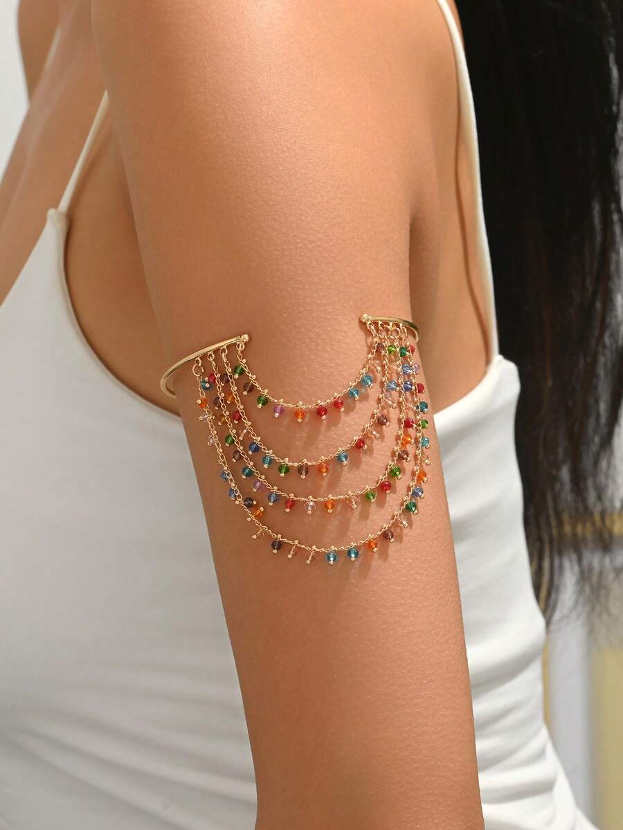1 chiếc vòng tay thủ công nhiều lớp tua rua nhiều màu sắc phong cách Bohemian thời trang, trang sức cơ thể đa năng phù hợp cho mùa hè, du lịch đảo, chụp ảnh dự tiệc. Chuỗi hạt thủ công nhiều màu sắc có thể được tùy chỉnh về chiều dài và cách phối màu. - Nhiều màu - Xem 1